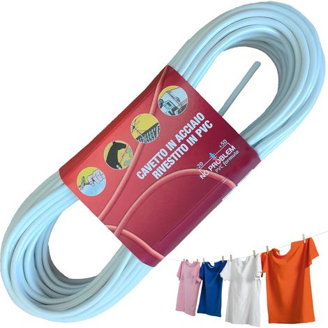 Fil pour étendre le linge d'extérieur 20MT x d.4,5mm Résistant fil étendoir à linge pour extérieur Câble en Acier revêtu Fil 20MT (1/5)
