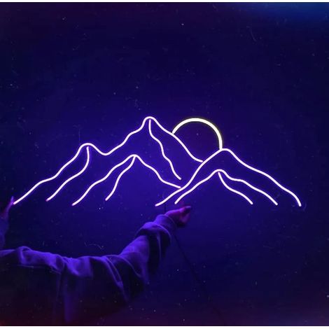 Lumières décoratives LED Interface USB montagnes lever du soleil coucher de soleil enseignes au néon jardin terrasse extérieur 42 30 (1/5)