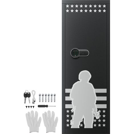 Armoire à fusils capacité 10 à 12 armes en acier laminé à froid, serrure numérique à clé et code, 3 supports réglables, à monter (1/5)