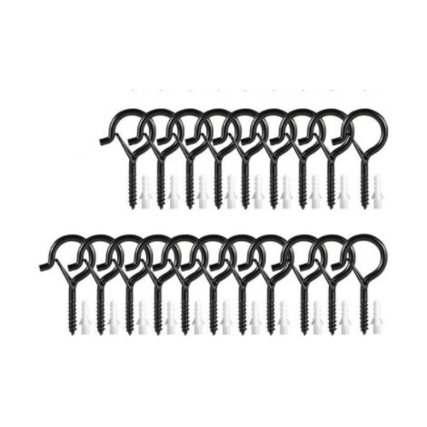 Confezione da 20 ganci a vite neri 4 mm x 55 mm