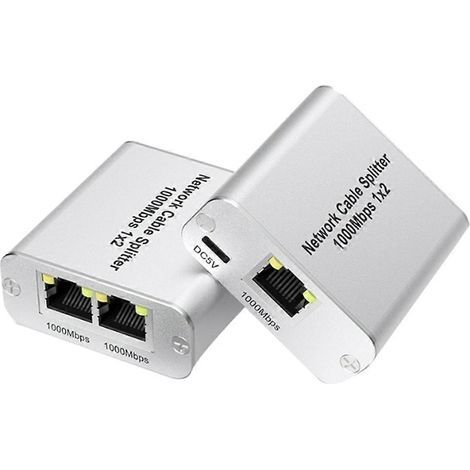 1-zu-2-Ethernet-Splitter, 2-Port-Gigabit-Ethernet-Switch, RJ45-LAN-Splitter für Cat5/5e/6/7/8-Kabel (1/5)