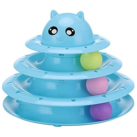 Jouet pour chat, plateau tournant à trois niveaux, tour pour chat, jouet pour animal de compagnie, fournitures pour chat, plateau de jeu interactif pour chat, jouets pour chat