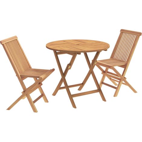 Juego de Bistro de Jardín Plegable de 3 Piezas Natural vidaXL (1/5)