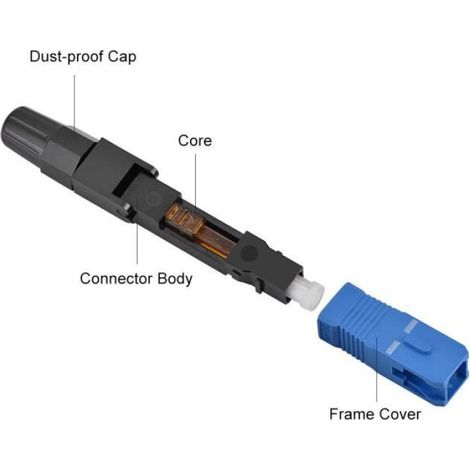 Connecteur Fibre Optique SC - UPC - Monomode - Perte Insertion ≤ 0,3 dB - Rendement Retour ≥ 50 dB - Pour FTTH ODF Réseaux Télécom - Lot de 10 (1/4)