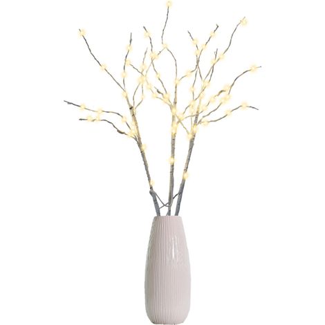 Jiubiaz Ramo decorativo bianco da 50 cm, 70 LED a luce calda e timer automatico da 6 ore (1/5)