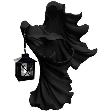 Décoration d'Halloween fantôme sorcière avec lanterne noire à économie d'énergie --- (1/5)