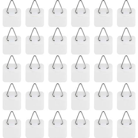 Confezione da 30 ganci autoadesivi per quadri, ganci da parete per cornici, ganci resistenti (carico massimo 5 kg), installazione facile senza attrezzi. (1/5)