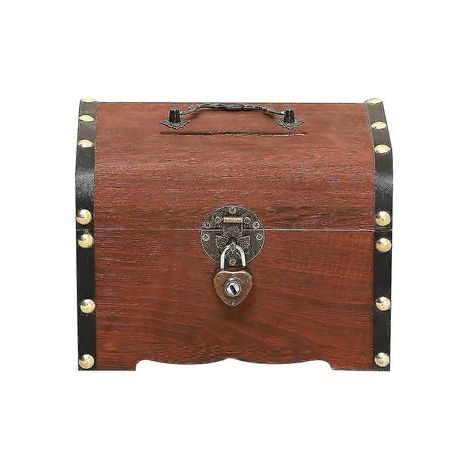 Grande boîte à monnaie avec serrure Coffre au trésor en bois Cadeau Enfants Adultes[D] (1/3)