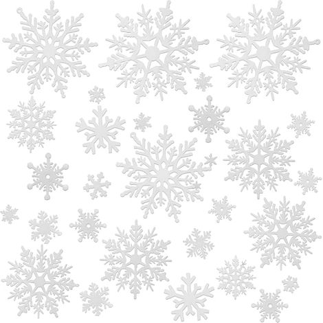 Flocon de Neige Decoration, 32 Pièces Ornement, 16 Styles, Ornement en Forme de Flocon de Neige, Mini Flocon de Neige, Décoration de Noël (1/5)