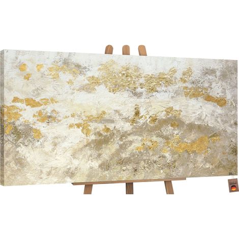 Handgemalte Gemälde Abstrakt modern Glänzendes Gold 120x60 cm (1/5)