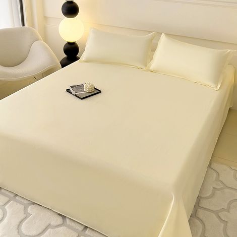 Bettbezug 220x230 cm im minimalistischen Instagram-Stil – 3-teiliges Bettwäsche-Set aus weichem, gebürstetem Baumwollstoff, doppelseitig, einfarbig beige für Schlafzimmer und Wohnheim, mit 2 Kissenbez