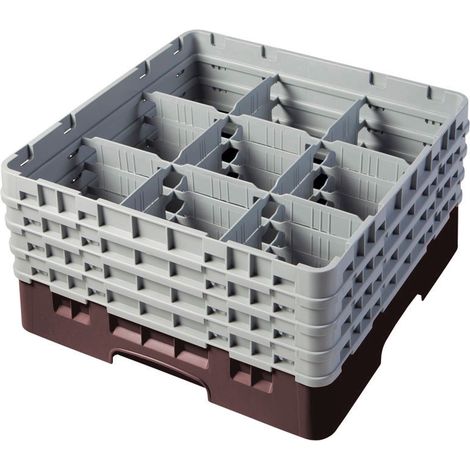Casiers de lavage - 9 compartiments verres - Haut max 17.4 cm - 50 x 50 x 22.5 cm - Lot de 3 - Cambro