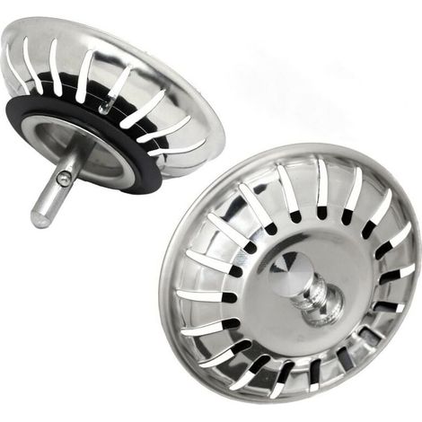 Lot de 2 Bouchons Evier Cuisine - 80mm - Acier Inoxydable 304 SS - Anti-Corrosion - Pour Bonde Evier 80mm - Filtre, Crépine Cuisine Meilleur pour Vidange et Antiblocage (1/5)