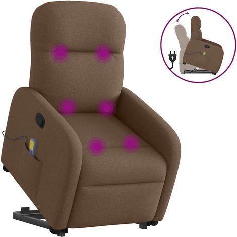 Massagesessel mit Aufstehhilfe Braun Stoff