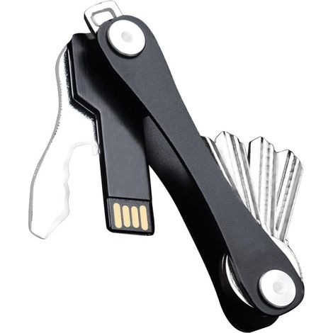 Porte-Clés Compact, L’organisateur de Porte-Clés Portable Intelligent Porte-clés en Aluminium avec Boucle de Clé de Voiture S'adapte la Plupart des Clés (2-10 Clés, Noir)