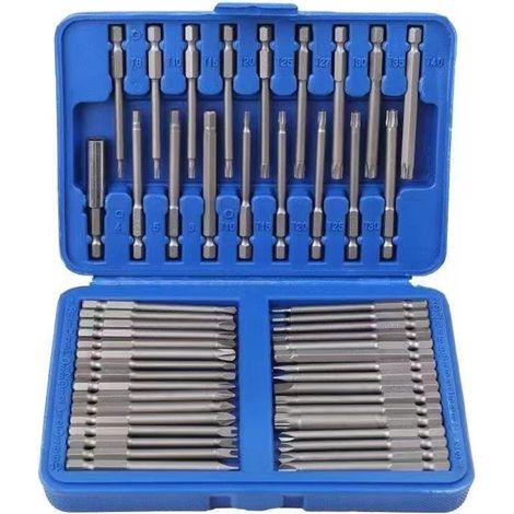 Set mit 50 Sicherheitsschraubendreherbits, extra langes magnetisches Schraubendreher-Set, Aufbewahrungskoffer für Bohrmaschinen, Sechskantbits, Kreuzschlitzbits und Vierkantbits. (1/3)