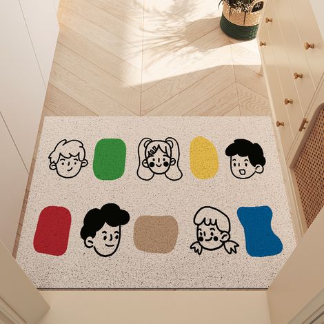 Silk loop doormat, thickened, anti-slip, dirt-resistant, suitable for home use - Line drawing of a figure (B), horizontal design - 5080CM.
