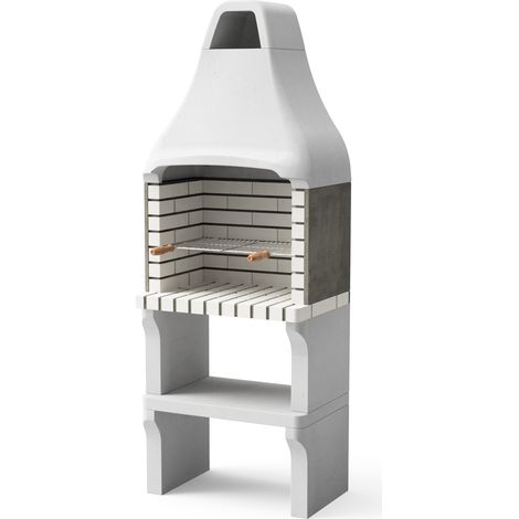 MOVELAR - Barbacoa de Obra Prefabricada de Leña y Carbón Modelo New Iberia Plus XL (Gris, Naranja - 69 x 47 x 190 cm) REF: M00366/1 - Cocina de Exterior Compacta para Jardín o Patio (1/4)