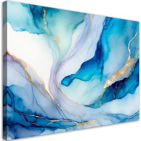 Quadro su tela, Acquerello astratto blu - 60x40 (1/5)
