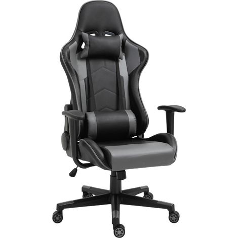 Chaise gaming ergonomique pivotant similicuir noir-travail longues sessions-67,5x74x126-136cm (1/5)