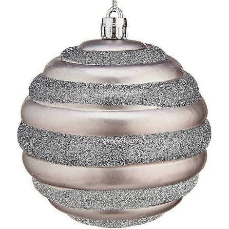 Boules de Noël 8 cm, 6 unités, plastique argenté
