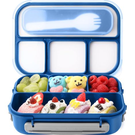 Boîte à bento pour adulte, boîte à bento pour enfants Conteneurs pour adultes/enfants/tout-petits, 1300 ml-4 compartiments Bento Lunch Box, passe au micro-ondes, au lave-vaisselle et au congélateur, s (1/2)