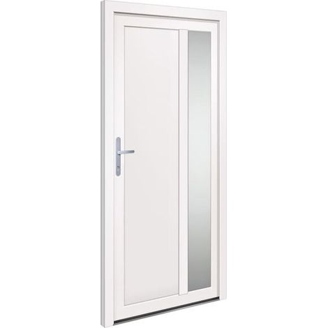 Porte d'entrée en PVC blanc, 98 x 200 cm