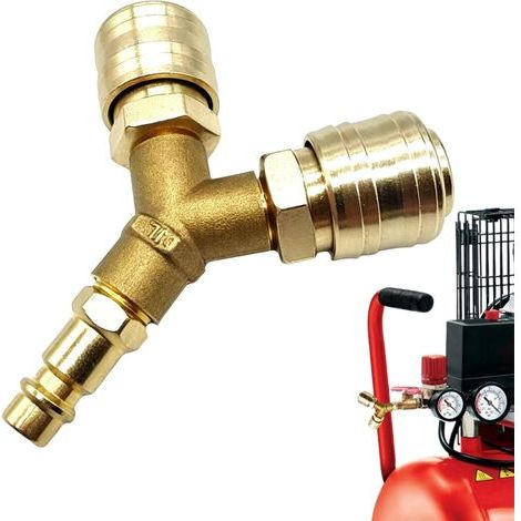 Divisore per aria compressa a Y in ottone da 1/4", raccordo a innesto rapido per tubo dell'aria, accessori per compressore a connessione rapida (1/5)