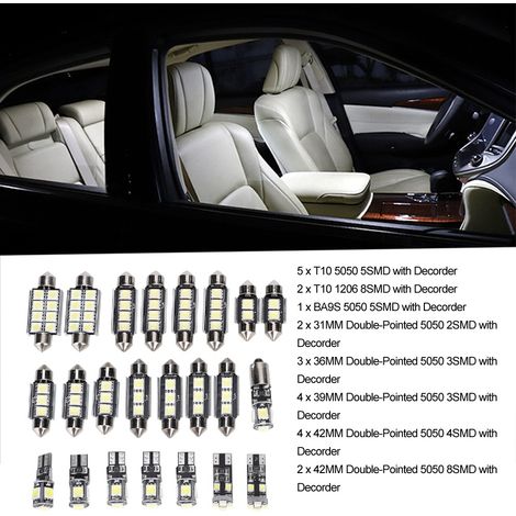 Lampadina LED bianca 6500K 150LM 12V T10 SMD per lampada da lettura per auto (23 pezzi) (1/5)