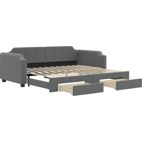 Maison Exclusive - Divano Letto Estraibile Cassetti Grigio Scuro 90x190cm Tessuto