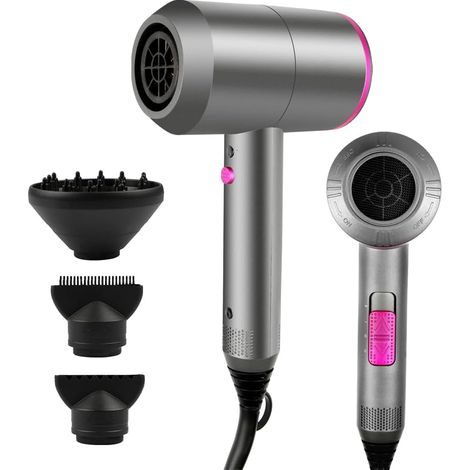 Sèche-cheveux lithium-ion 1500 W, moteur AC, séchage rapide, avec 2 vitesses et 3 réglages de chaleur, bouton d'air froid, cadeaux pour femmes