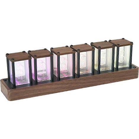 Horloge à tubes Nixie Aventuriers, Horloge stylée, Boîtier rétro en bois, Éclairage LED couleur RGB personnalisable, Affichage 12/24h, Décoration de chambre (1/5)