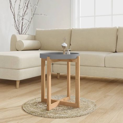 Table basse d'appoint grise en bois d'ingénierie et pin massif 41 x 41 x 48,5 cm - PANGIVO (1/5)