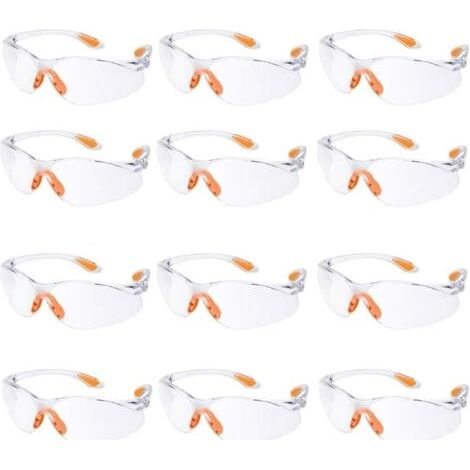 FENOPLASTICALot de 12 Lunette de Sécurité Lunettes de Protection Travail avec Lentilles Transparentes Anti-Buée Lunette Protection pour Jardin Laboratoire Chimie (1/3)