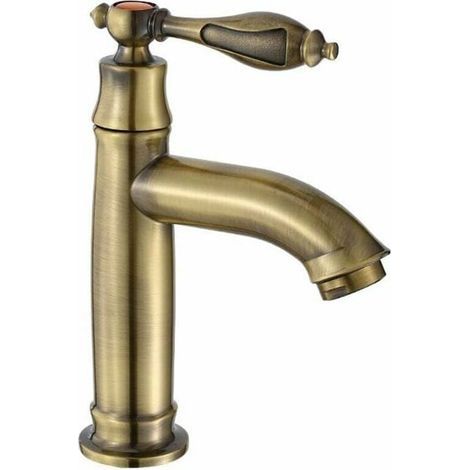 Robinet de lavabo rétro à poignée unique en laiton (1/4)