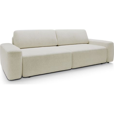 Selsey Baleo - 3-Sitzer Sofa mit Schlaffunktion, Chenille-Bezug, Creme