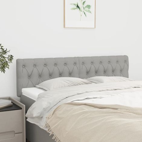 Tête de lit 160 cm réglable en hauteur, tissu gris clair et pieds en bois - PANGIVO (1/5)