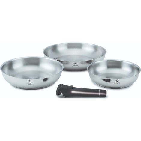 LAGUIOLE CUISSON - Set de 3 poêles inox amovible 20/24/28cm - "Réactif" (1/5)