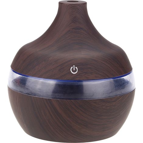 Humidificateur USB 300 ml aspect bois, brumisateur à LED colorées veilleuse pour bureau voiture maison. (1/5)