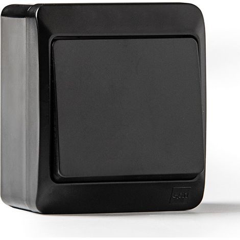 Conmutador estanco ip44, 16a 250 v, negro, blister