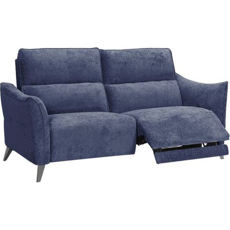 Canapé de relaxation électrique tissu chenillé doux et moelleux Bakay-Bleu foncé-3 places relax électrique (1/5)