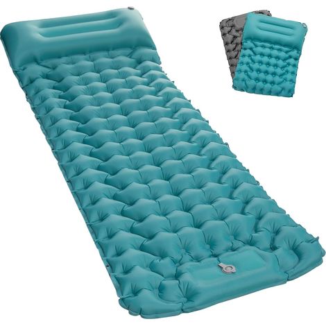Matelas de camping auto-gonflant pour l'extérieur, ultra léger avec pompe à pieds, pliable, avec coussin, pour Tente, Plage, Randonnée