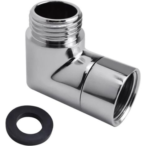 Adaptateur coudé de douche en laiton massif, adaptateur de raccordement coudé G1/2" pour pommeau de douche (90°, noir mat) (1/5)