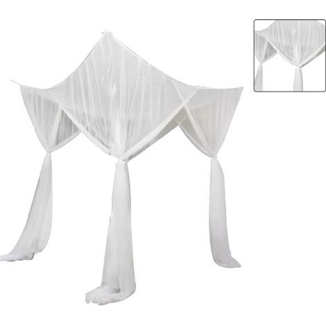 Ciel de lit carré en polyester. protection efficace. 4 coins renforcés. résistant pour la maison. blanc (1/5)