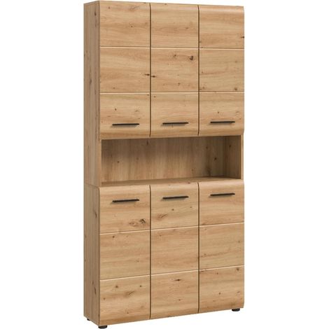 Ice armoire de salle de bain 6 portes, 1 étagère chêne décor. (1/5)
