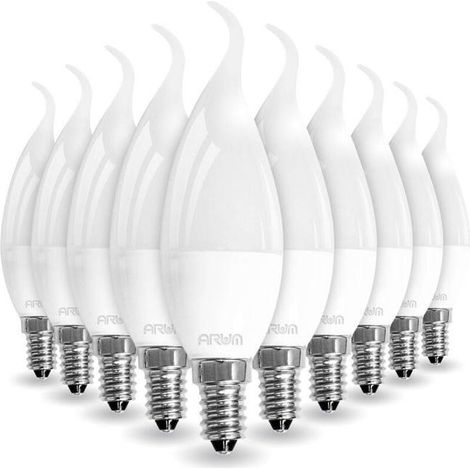 Lot de 10 Ampoules LED E14 Flamme 5W Eq 40W Température de Couleur: Blanc neutre 4000K (1/4)