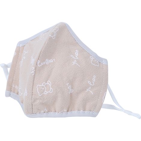 3Pcs Masque Bouche Coton Respirant Anti-Poussière Enfant Lavable Protection Quotidienne Gris Imprimé (1/5)