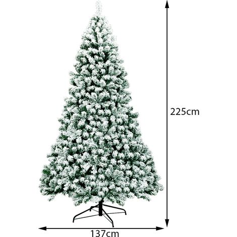 Sapin de Noël enneigé vert de 225 cm en PVC avec 550 LED et pied métallique pliable pour salon, bureau et fête (1/5)