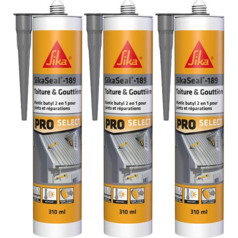 Set di 3 SIKA Sikaseal-189 sigillanti butilici per tetti e grondaie - Grigio - 310ml (1/2)