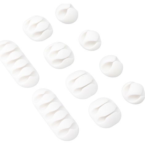10pcs Fixe-câbles adhésifs Organiseur de fils Autocollant Gestion des câbles Bureau Maison Équipement Beauté Lignes de données Blanc (1/5)